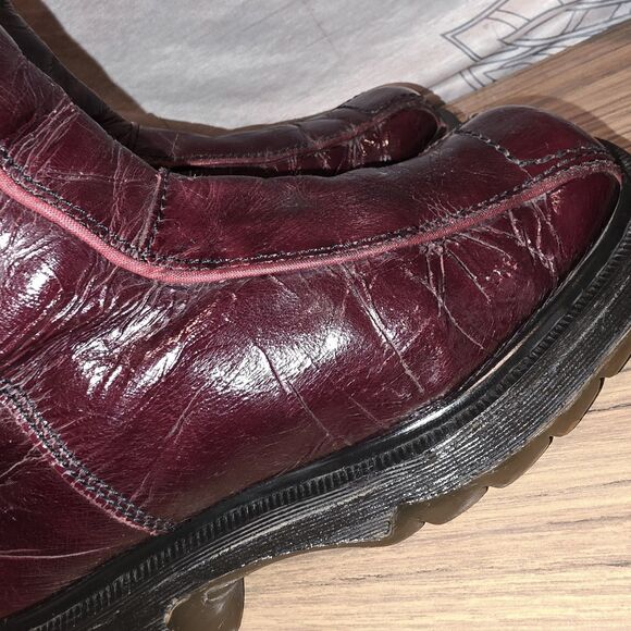 DR MARTENS 9788 4UK 6US Vintage Y2K Brick Red Patent Zip Moto Logo Boots England - Picture 10 of 16
